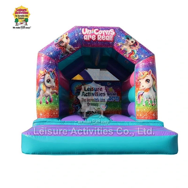 Mini Inflatable Bouncy Castle A Frame ສີມ່ວງ Teal ມີມຸງ